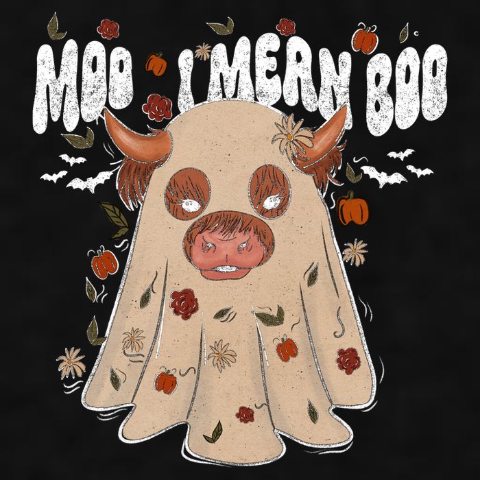 Moo I Mean Boo Funny Halloween Pig Ghost Ladies PosiCharge Tri-Blend Wicking Tank