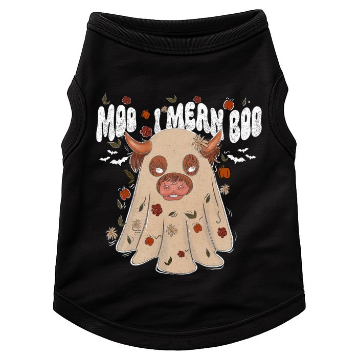 Moo I Mean Boo Funny Halloween Pig Ghost Doggie Tank