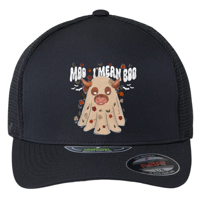 Moo I Mean Boo Funny Halloween Pig Ghost Flexfit Unipanel Trucker Cap