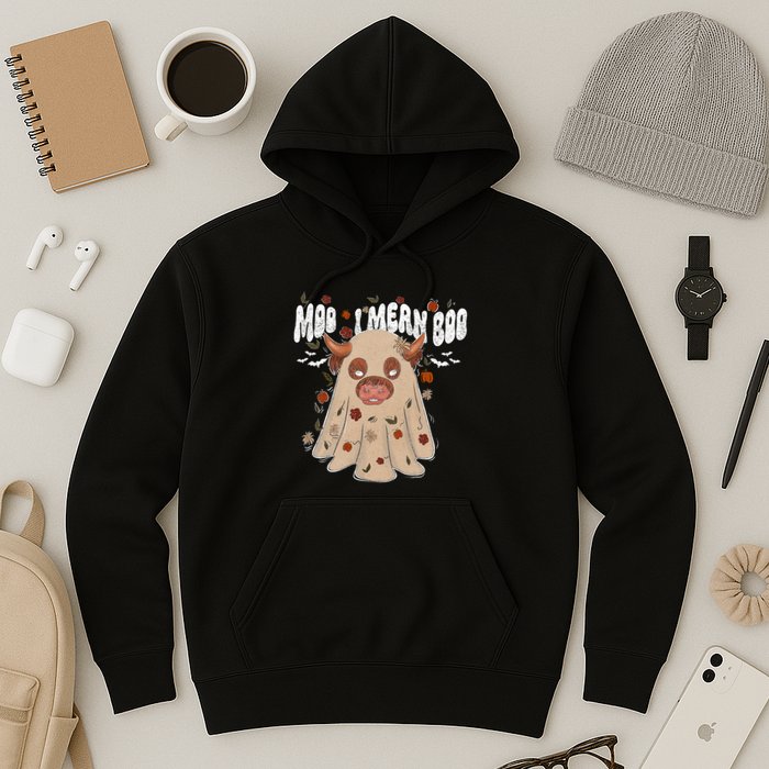 Moo I Mean Boo Funny Halloween Pig Ghost Hoodie