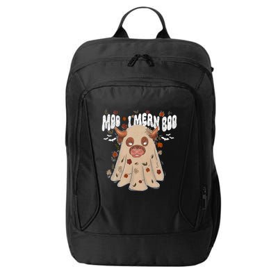 Moo I Mean Boo Funny Halloween Pig Ghost City Backpack