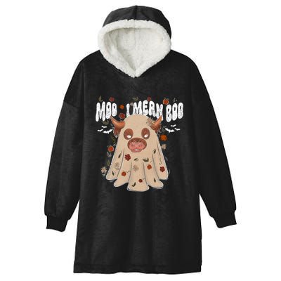Moo I Mean Boo Funny Halloween Pig Ghost Hooded Wearable Blanket
