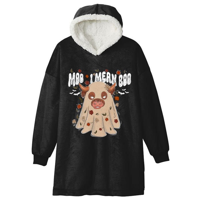 Moo I Mean Boo Funny Halloween Pig Ghost Hooded Wearable Blanket