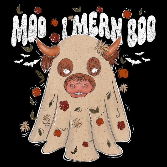 Moo I Mean Boo Funny Halloween Pig Ghost 7-Panel Snapback Hat