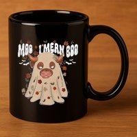 Moo I Mean Boo Funny Halloween Pig Ghost 11oz C Handle Ceramic Mug