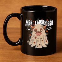 Moo I Mean Boo Funny Halloween Pig Ghost 11oz C Handle Ceramic Mug