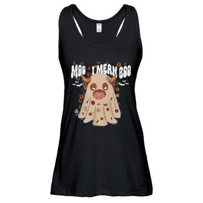 Moo I Mean Boo Funny Halloween Pig Ghost Ladies Essential Flowy Tank
