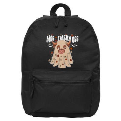 Moo I Mean Boo Funny Halloween Pig Ghost 16 in Basic Backpack