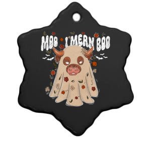 Moo I Mean Boo Funny Halloween Pig Ghost Ceramic Star Ornament