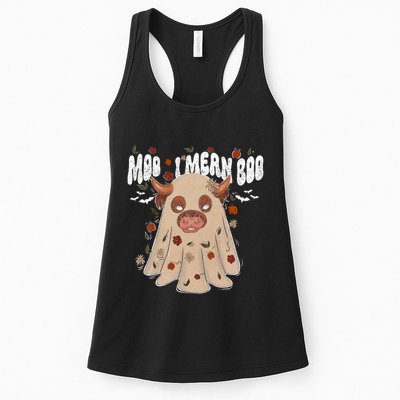 Moo I Mean Boo Funny Halloween Pig Ghost Womens Tank Top