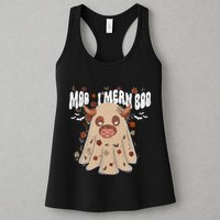 Moo I Mean Boo Funny Halloween Pig Ghost Womens Tank Top