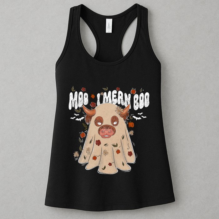 Moo I Mean Boo Funny Halloween Pig Ghost Womens Tank Top