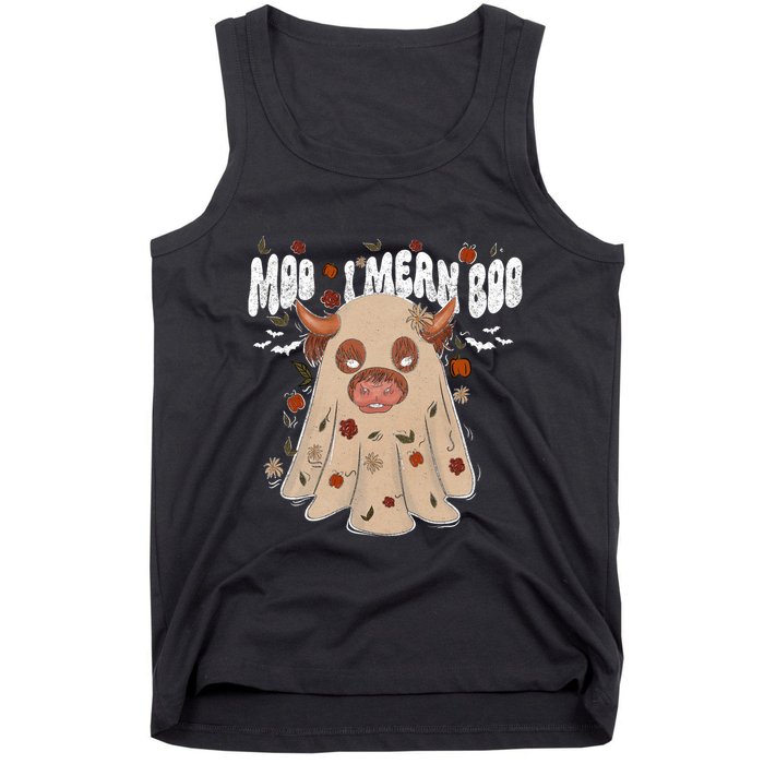 Moo I Mean Boo Funny Halloween Pig Ghost Tank Top