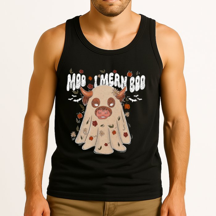 Moo I Mean Boo Funny Halloween Pig Ghost Tank Top