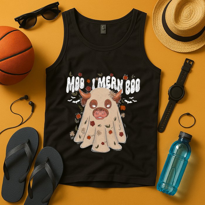 Moo I Mean Boo Funny Halloween Pig Ghost Tank Top