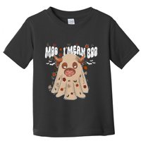 Moo I Mean Boo Funny Halloween Pig Ghost Toddler T-Shirt
