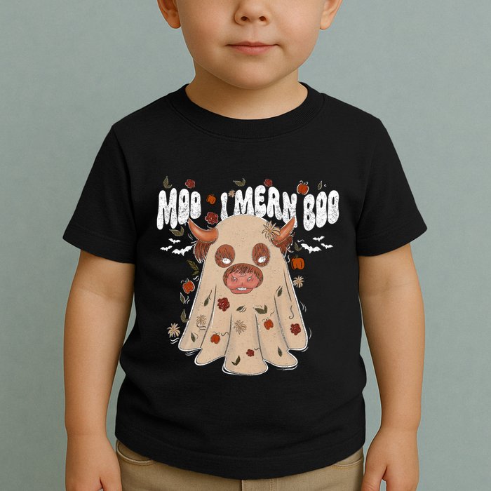 Moo I Mean Boo Funny Halloween Pig Ghost Toddler T-Shirt