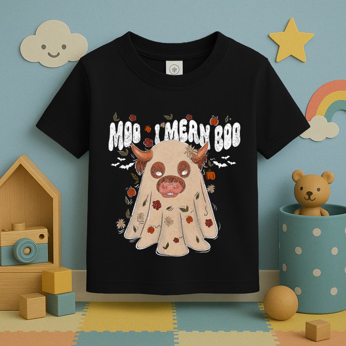 Moo I Mean Boo Funny Halloween Pig Ghost Toddler T-Shirt