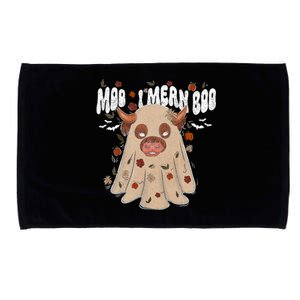 Moo I Mean Boo Funny Halloween Pig Ghost Microfiber Hand Towel