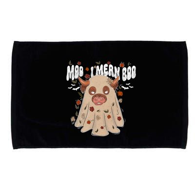 Moo I Mean Boo Funny Halloween Pig Ghost Microfiber Hand Towel