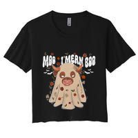 Moo I Mean Boo Funny Halloween Pig Ghost Crop Top