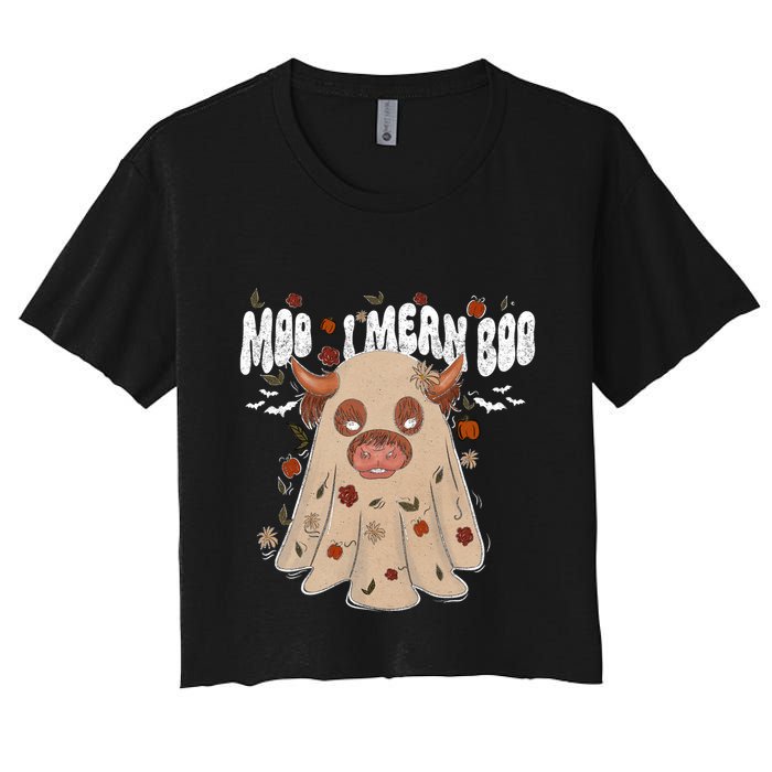 Moo I Mean Boo Funny Halloween Pig Ghost Crop Top