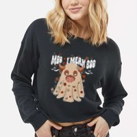 Moo I Mean Boo Funny Halloween Pig Ghost Cropped Pullover Crew