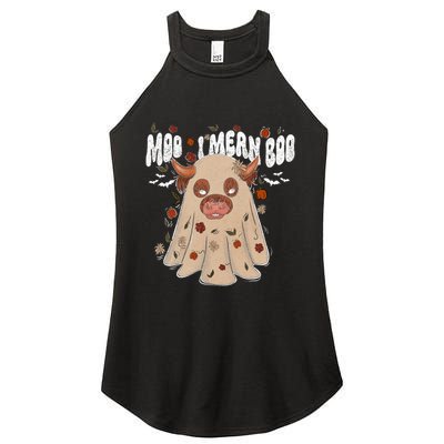 Moo I Mean Boo Funny Halloween Pig Ghost Women's Perfect Tri Rocker Tank