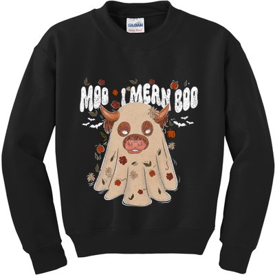 Moo I Mean Boo Funny Halloween Pig Ghost Kids Sweatshirt