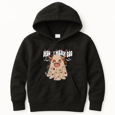 Moo I Mean Boo Funny Halloween Pig Ghost Kids Hoodie