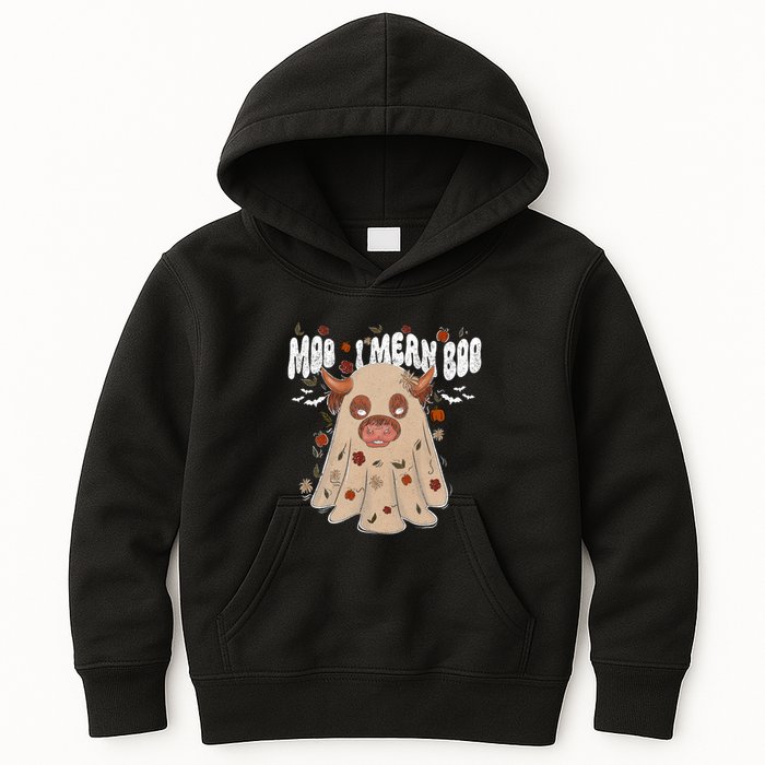 Moo I Mean Boo Funny Halloween Pig Ghost Kids Hoodie