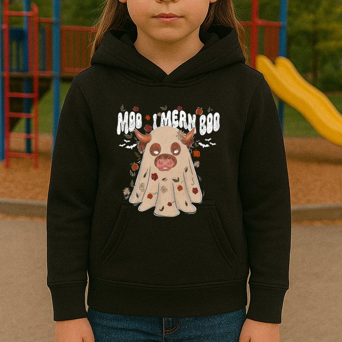 Moo I Mean Boo Funny Halloween Pig Ghost Kids Hoodie