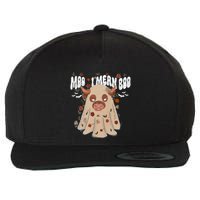 Moo I Mean Boo Funny Halloween Pig Ghost Wool Snapback Cap