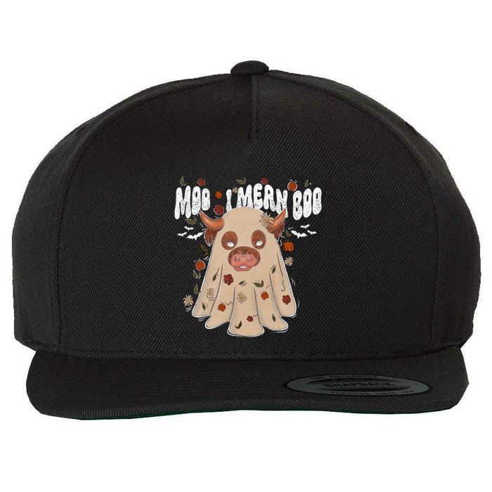 Moo I Mean Boo Funny Halloween Pig Ghost Wool Snapback Cap