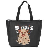 Moo I Mean Boo Funny Halloween Pig Ghost Zip Tote Bag