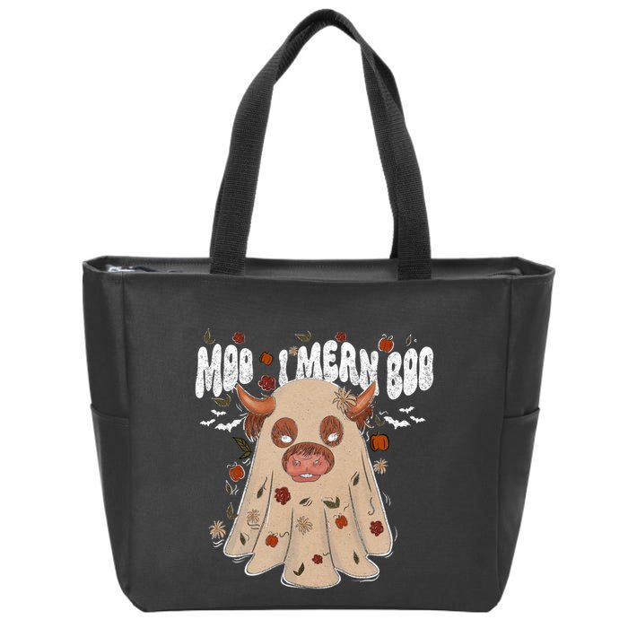 Moo I Mean Boo Funny Halloween Pig Ghost Zip Tote Bag