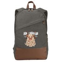 Moo I Mean Boo Funny Halloween Pig Ghost Cotton Canvas Backpack