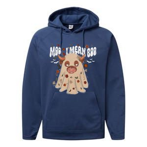 Moo I Mean Boo Funny Halloween Pig Ghost Performance Fleece Hoodie