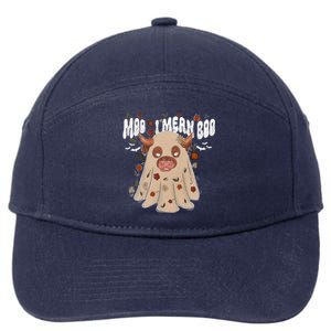 Moo I Mean Boo Funny Halloween Pig Ghost 7-Panel Snapback Hat