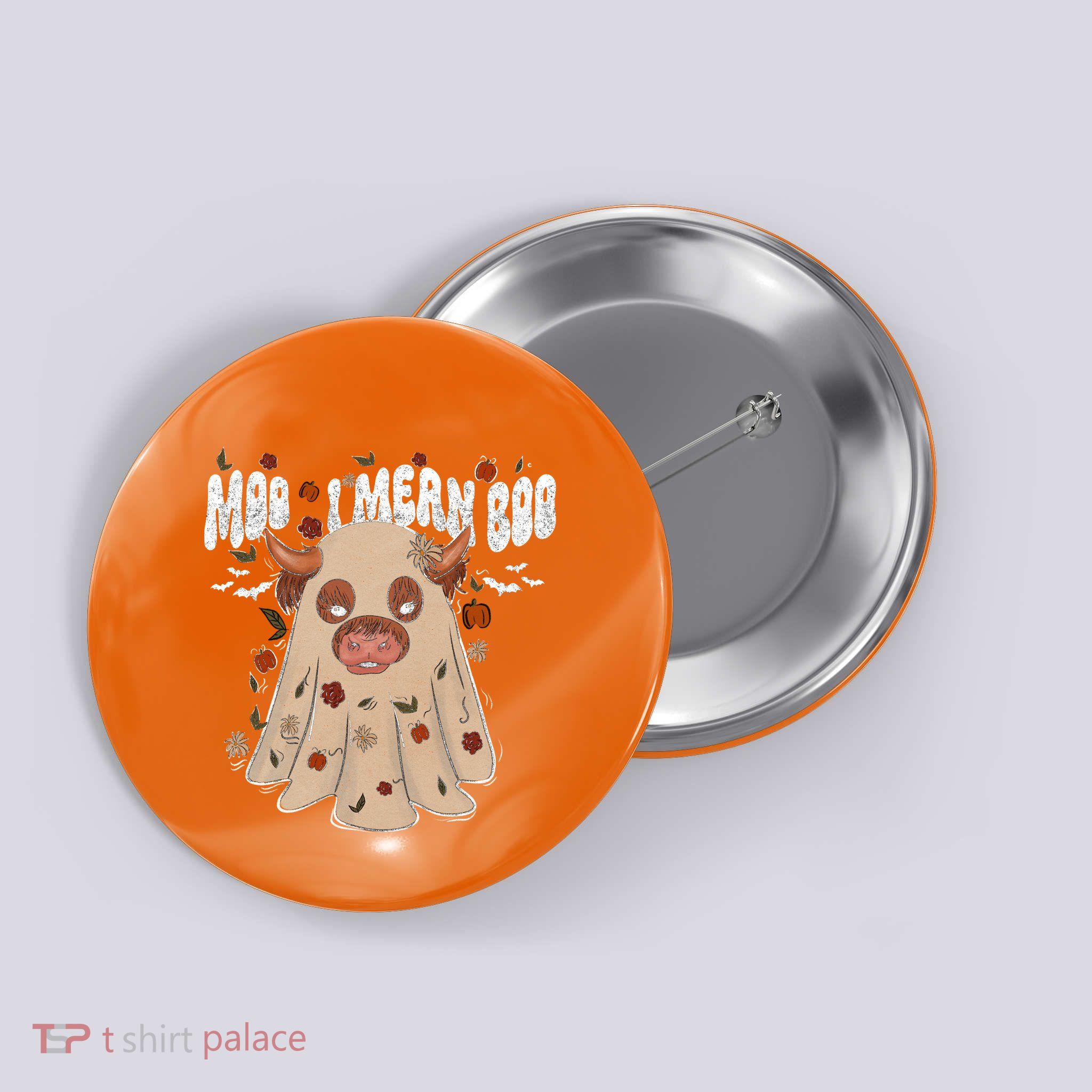 Moo I Mean Boo Funny Halloween Pig Ghost Button