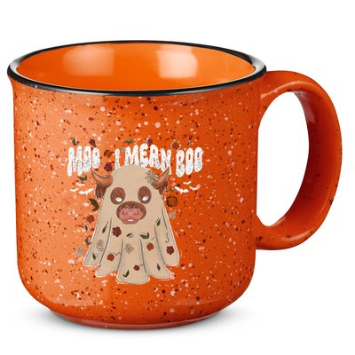 Moo I Mean Boo Funny Halloween Pig Ghost 15oz Campfire Ceramic Mug