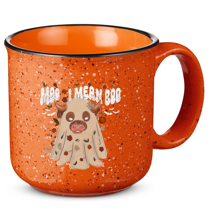 Moo I Mean Boo Funny Halloween Pig Ghost 15oz Campfire Ceramic Mug