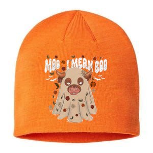 Moo I Mean Boo Funny Halloween Pig Ghost Sustainable Beanie