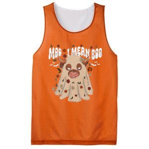 Moo I Mean Boo Funny Halloween Pig Ghost Mesh Reversible Basketball Jersey Tank