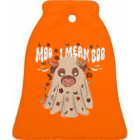 Moo I Mean Boo Funny Halloween Pig Ghost Ceramic Bell Ornament