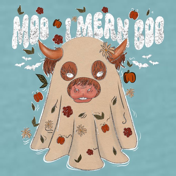 Moo I Mean Boo Funny Halloween Pig Ghost Sueded Cloud Jersey T-Shirt