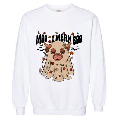 Moo I Mean Boo Funny Halloween Pig Ghost Garment-Dyed Sweatshirt