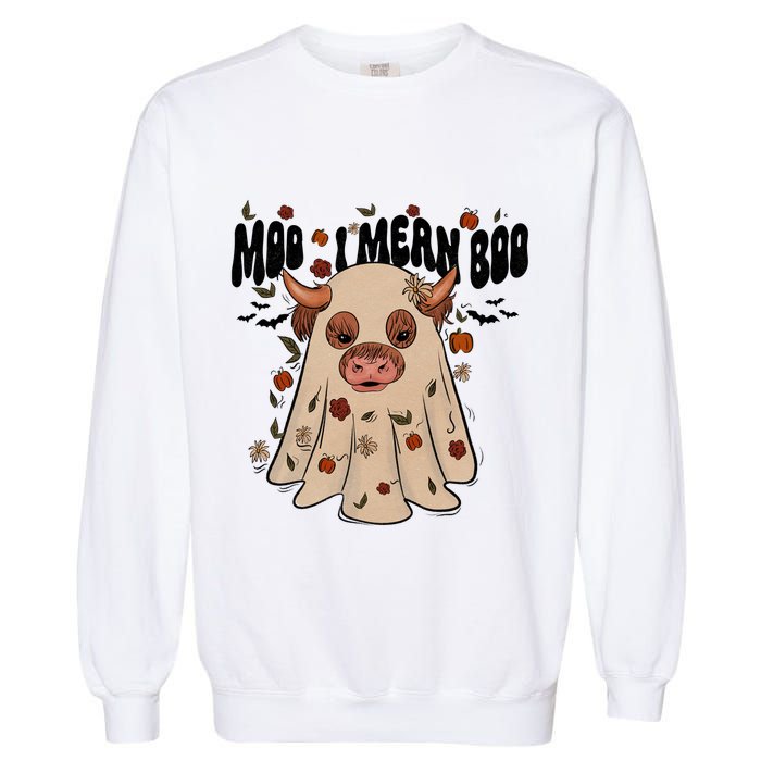 Moo I Mean Boo Funny Halloween Pig Ghost Garment-Dyed Sweatshirt