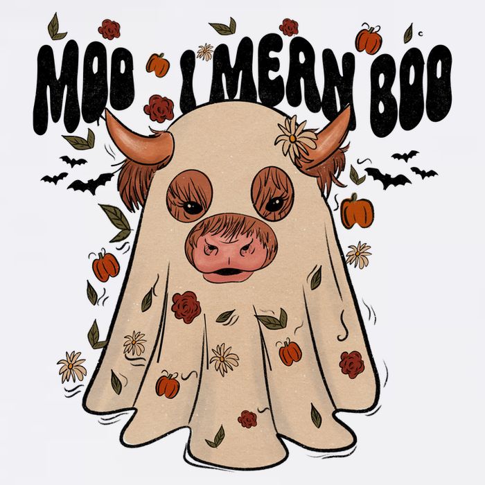 Moo I Mean Boo Funny Halloween Pig Ghost Garment-Dyed Sweatshirt