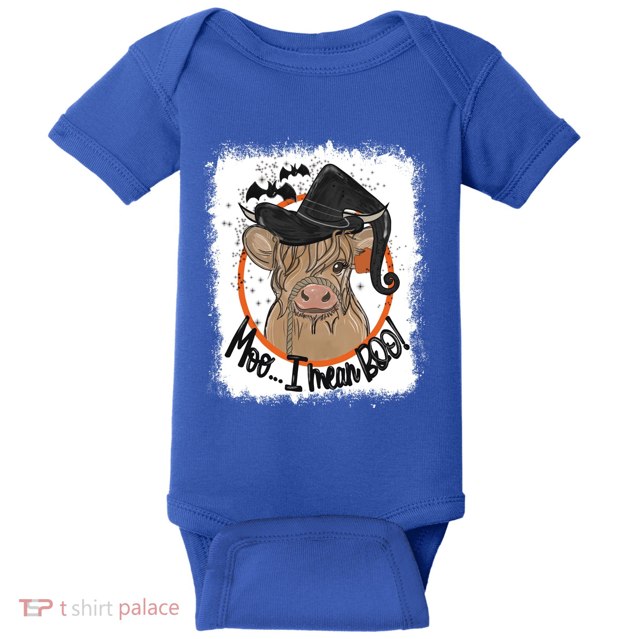 Moo I Mean Boo Ghost Witch Cow Bleached Funny Halloween Funny Gift Baby Bodysuit
